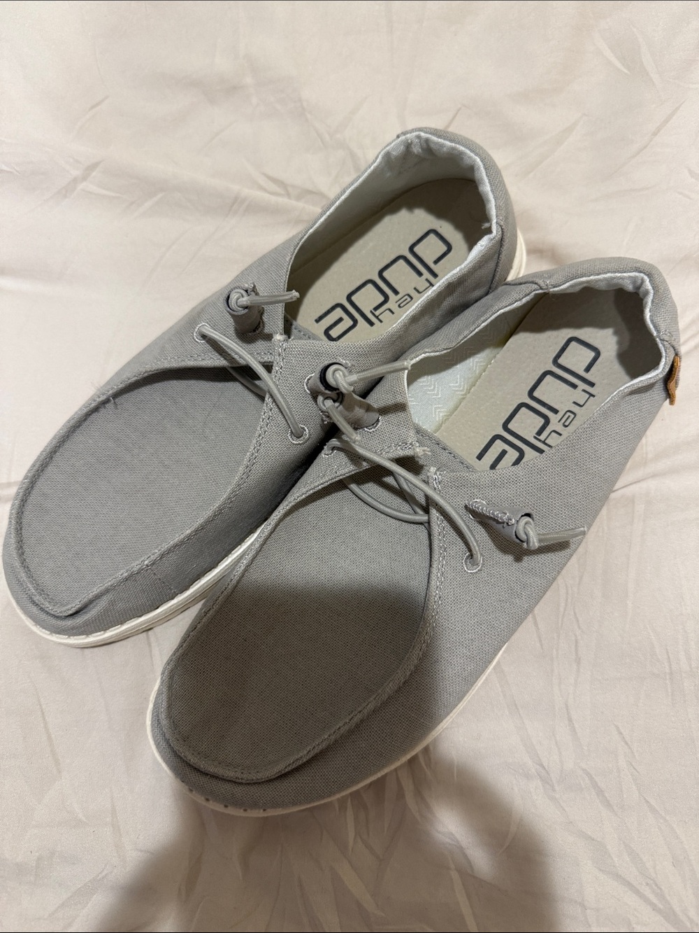 Hey Dude Women’s Casual Slip-On Loafers in Light Gray Never worn.